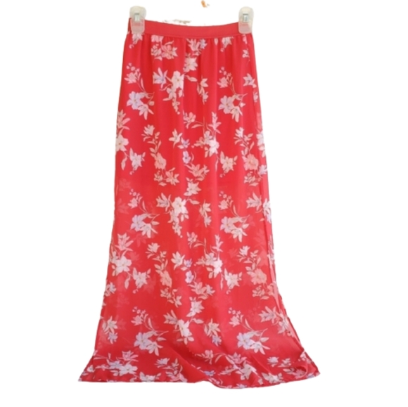 H&M Dresses & Skirts - Floral Red Maxi Skirt Sz 2
